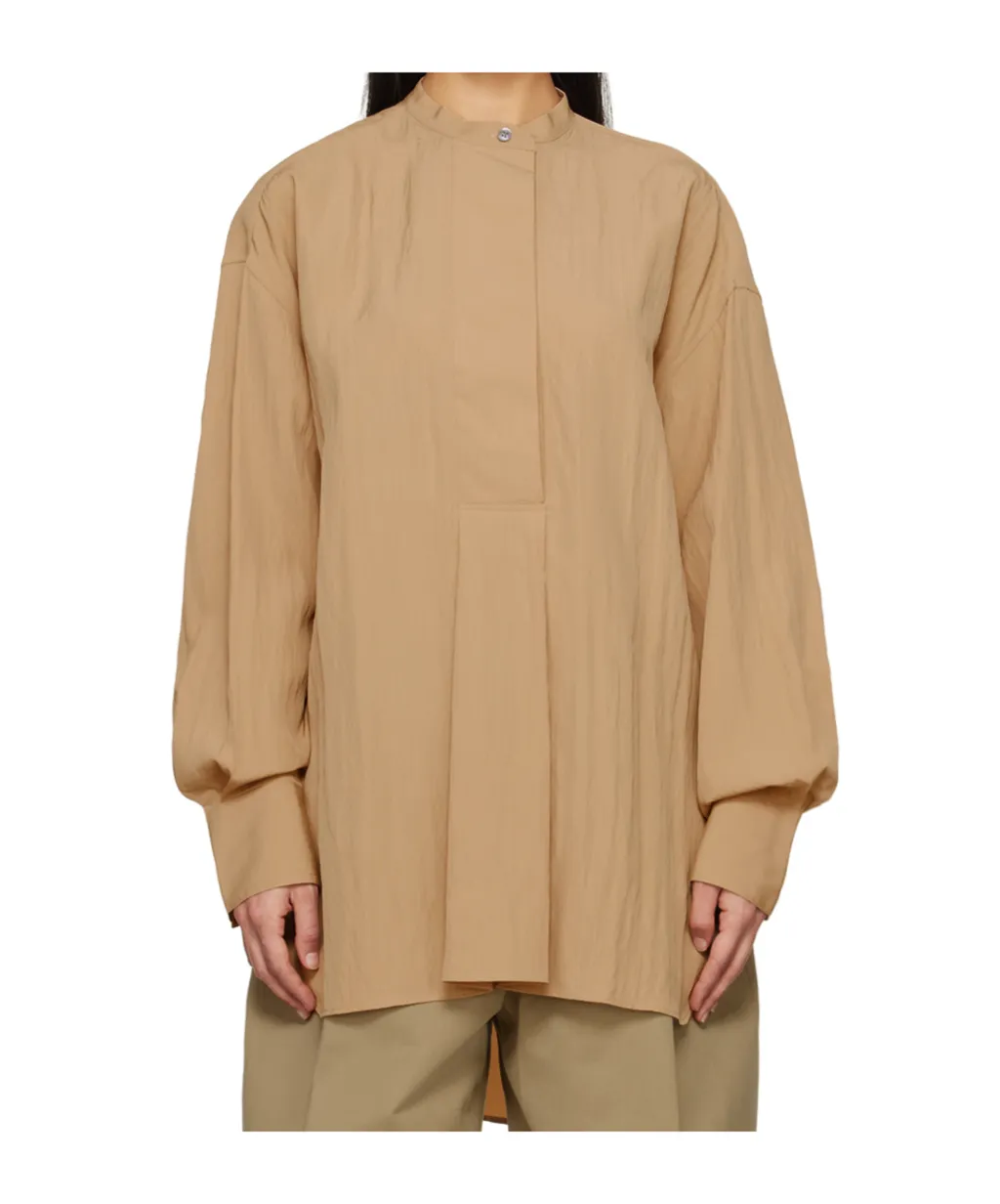 Stand-Collar Long-Sleeved Shirt