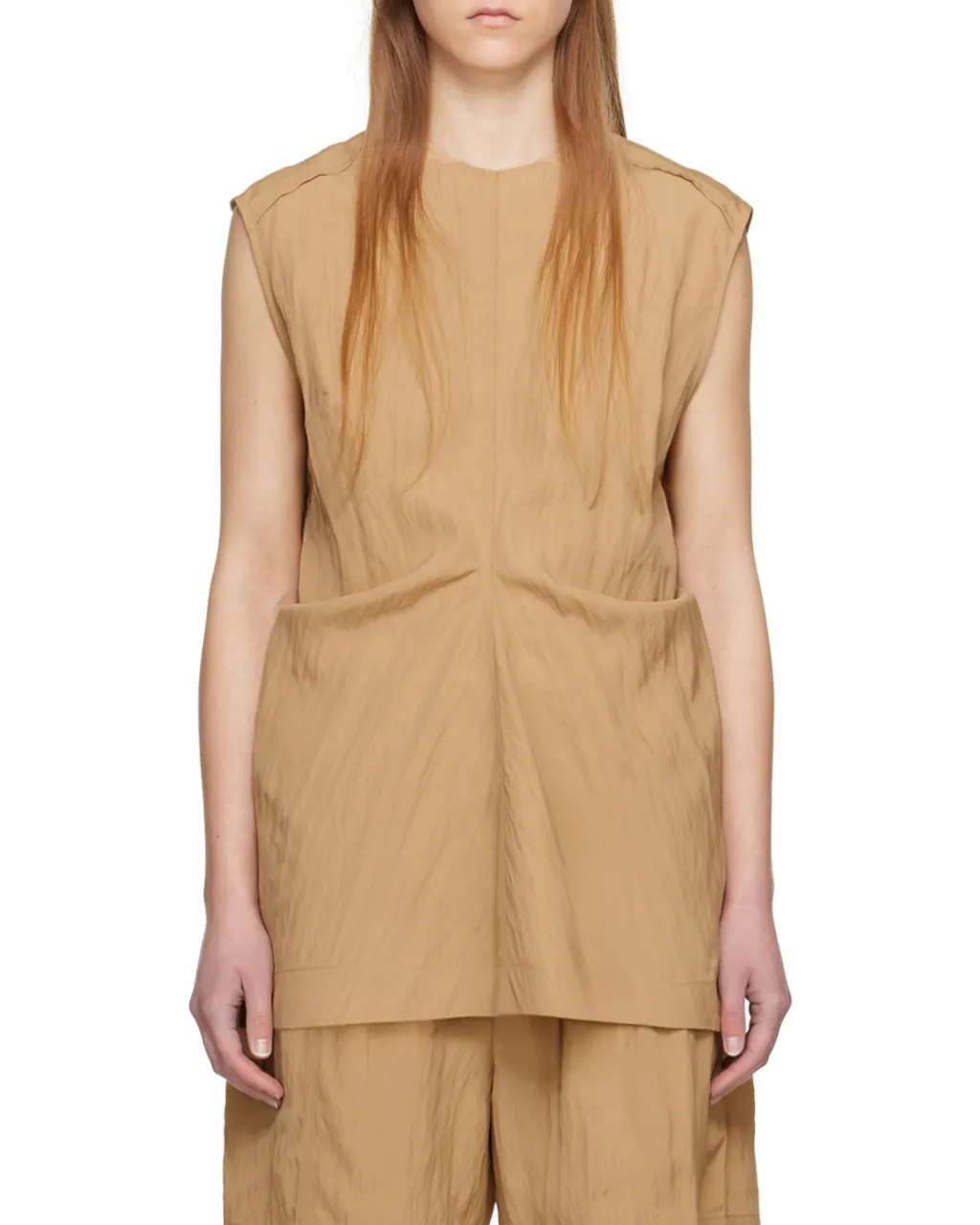 Pleated Round Collar Vest