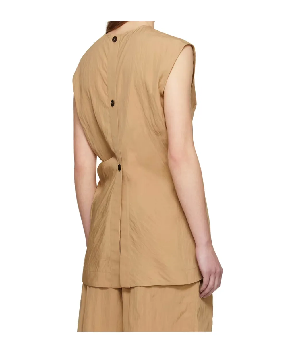 Pleated Round Collar Vest