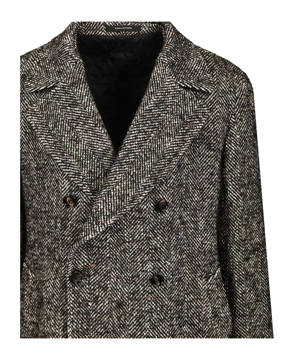 Double Breasted Herringbone Coat