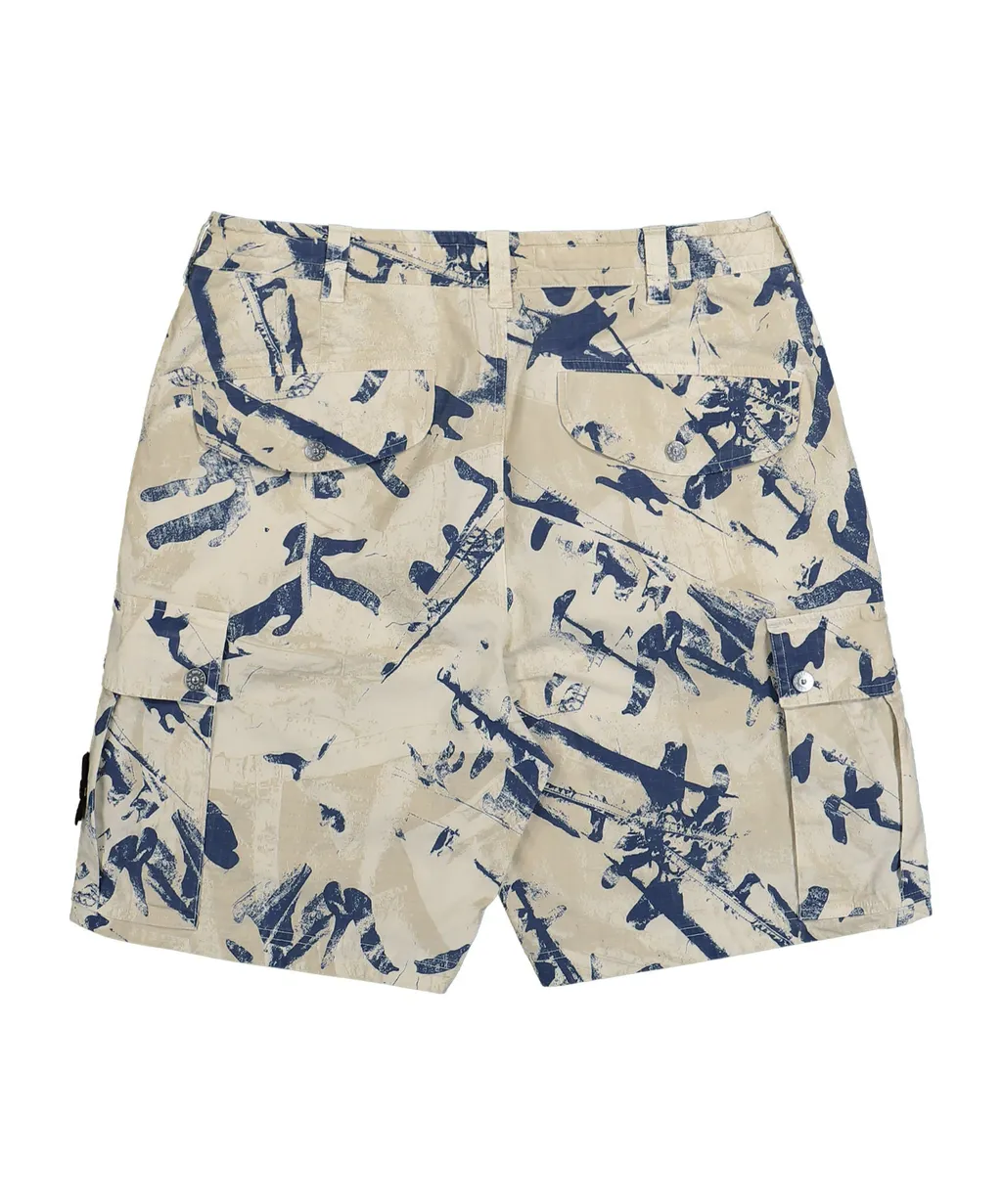 Paint-Printed Cargo Bermuda Shorts