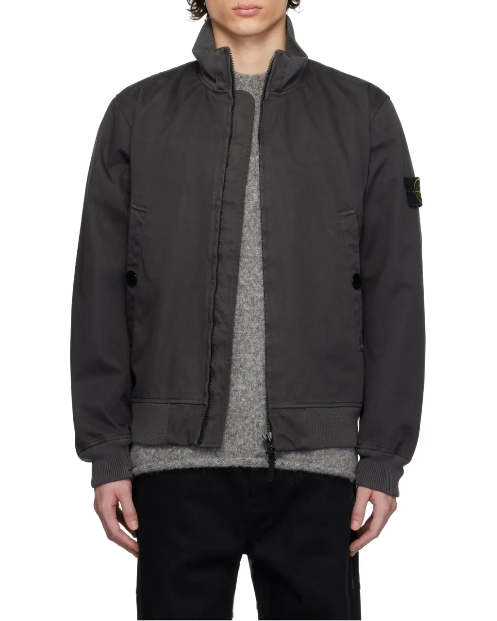 Compass Patch High-Neck Bomber Jacket