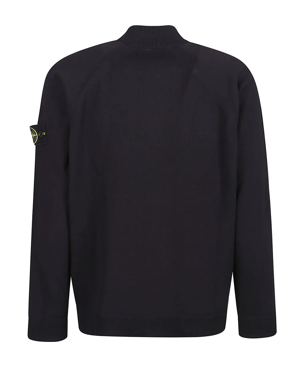 Logo Patch Zipped Knit Cardigan