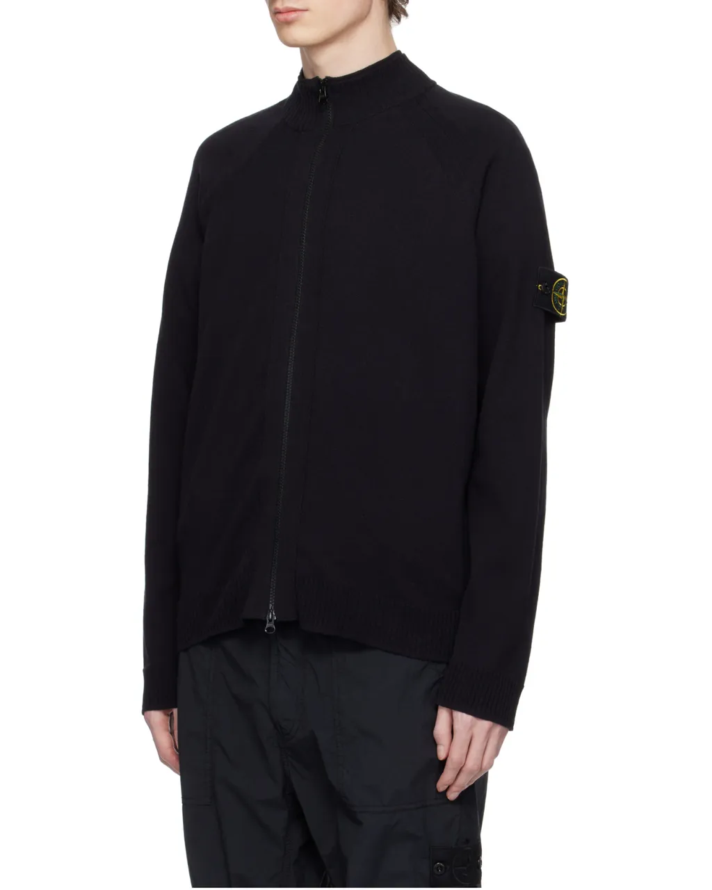 Logo Patch Zipped Knit Cardigan