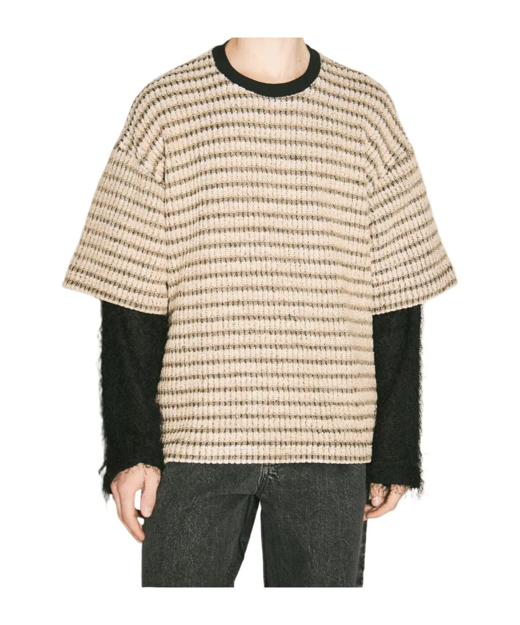 Double Layered Sleeved Ribbed Jumper