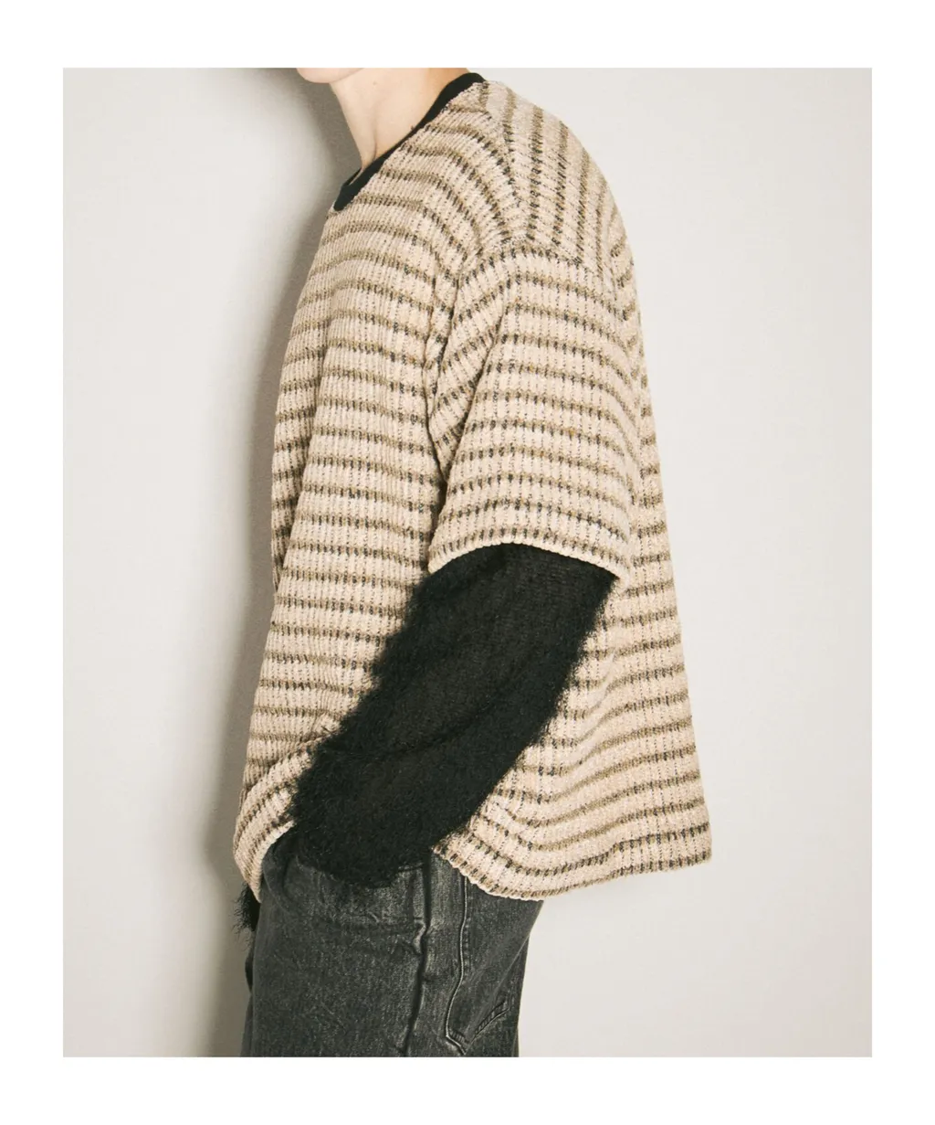 Double Layered Sleeved Ribbed Jumper