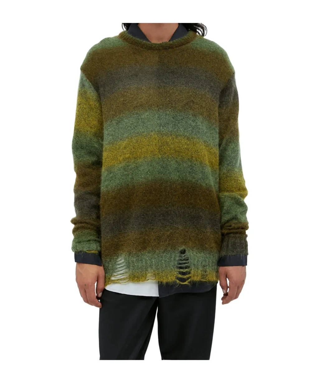 Distressed Striped Oversized Jumper