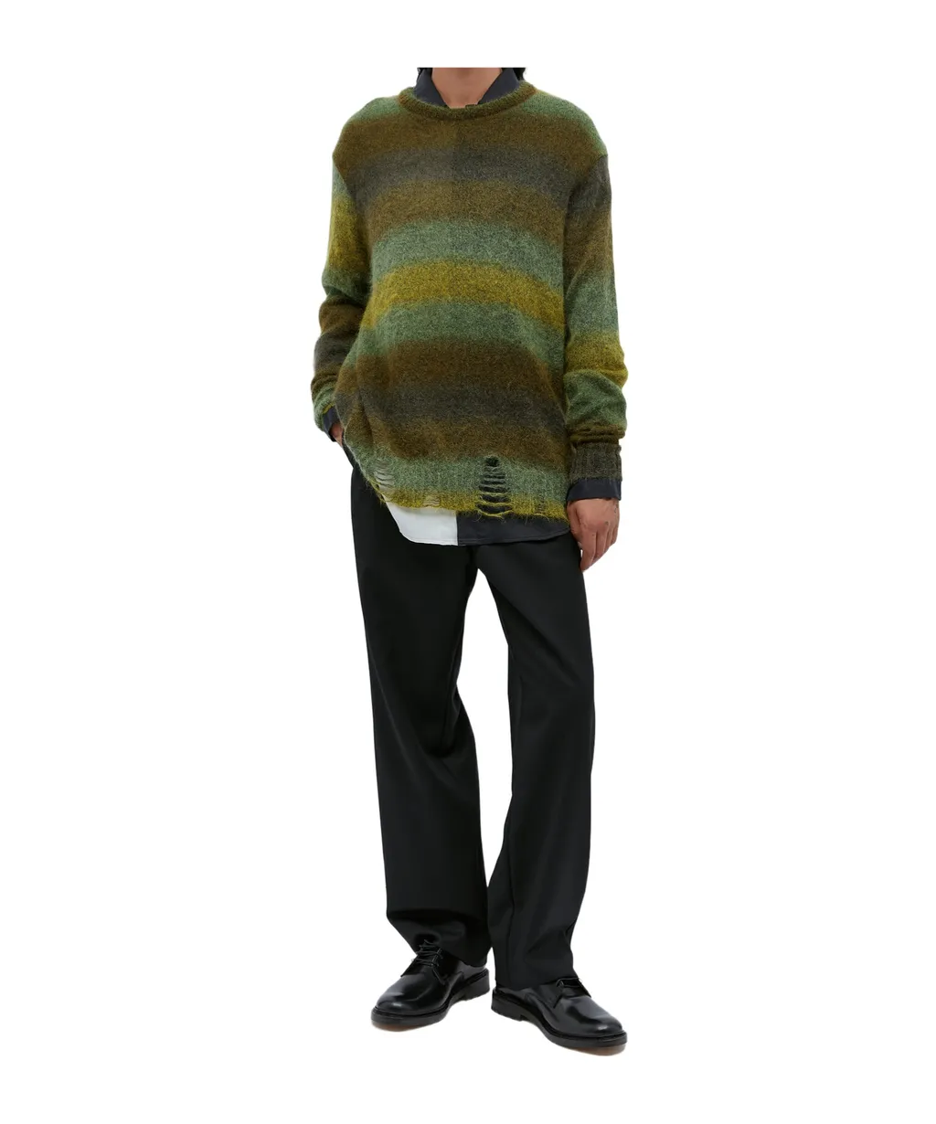 Distressed Striped Oversized Jumper