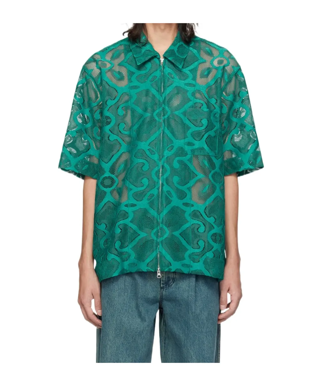 Zip-Up Dropped Shoulder Shirt