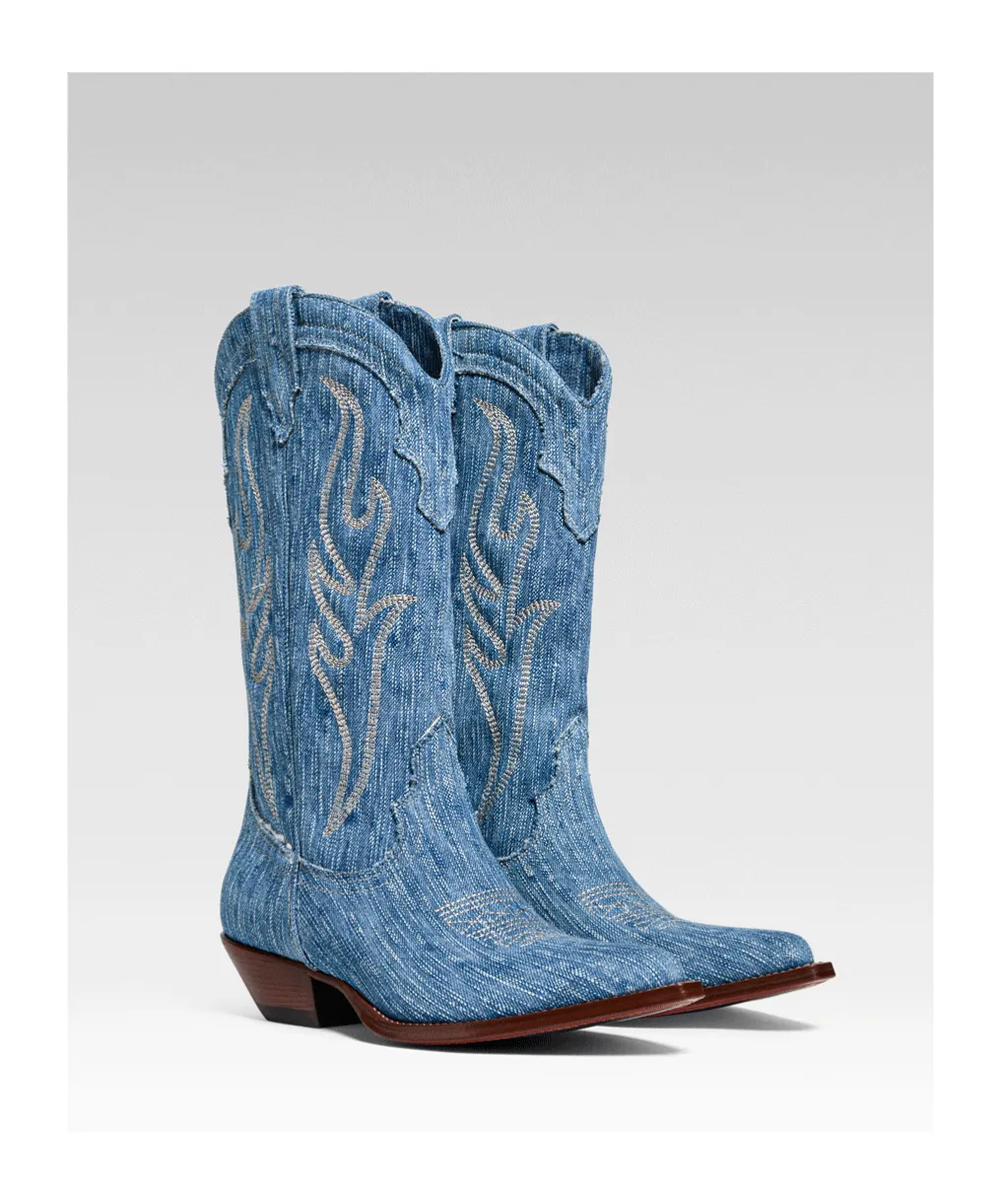 Santa Fe Panelled Denim Boots