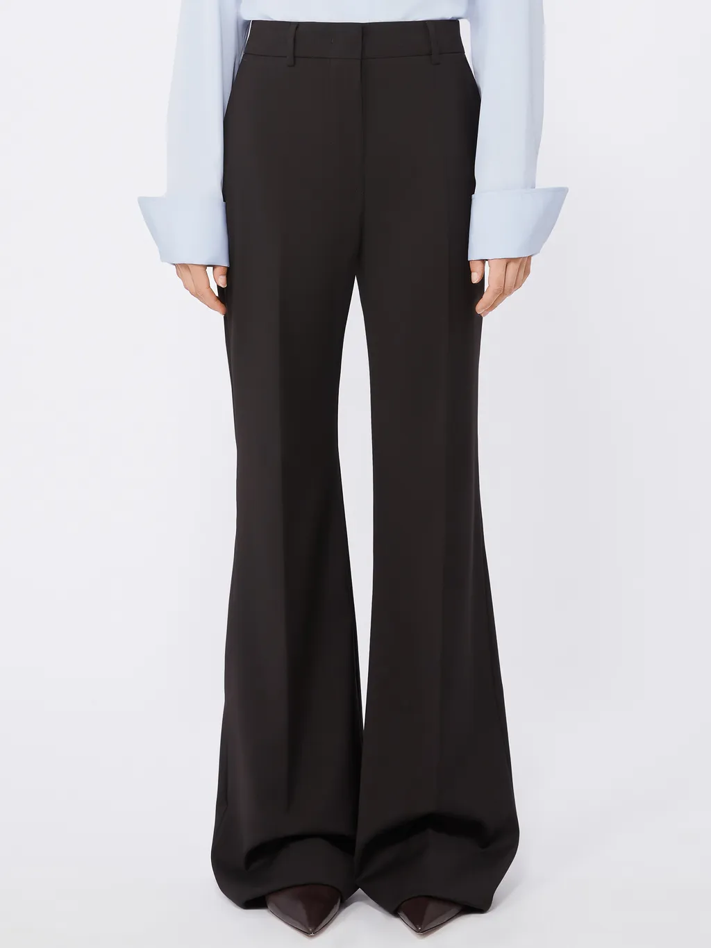Flared Stretch Wool Trousers