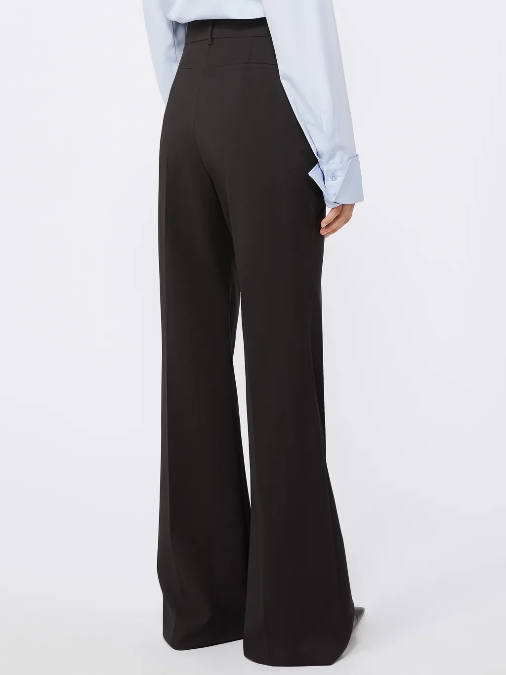 Flared Stretch Wool Trousers