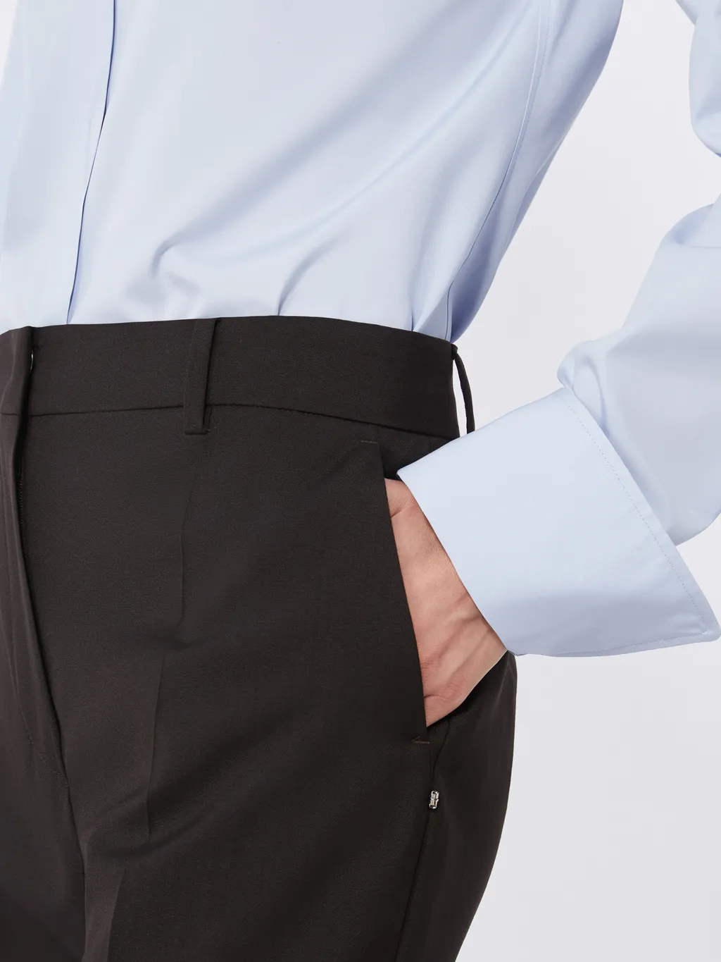 Flared Stretch Wool Trousers