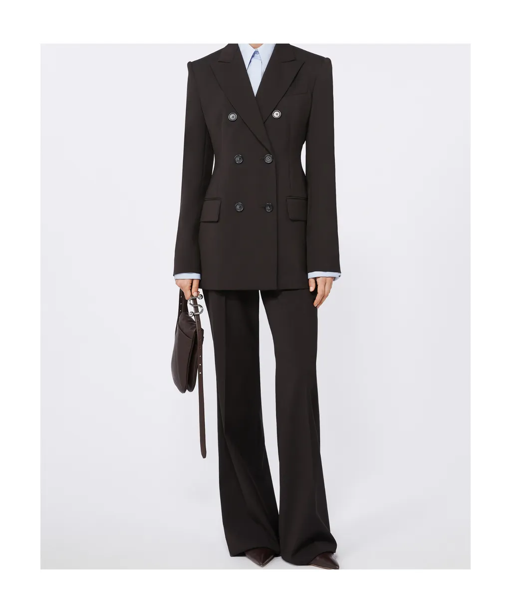 Flared Stretch Wool Trousers