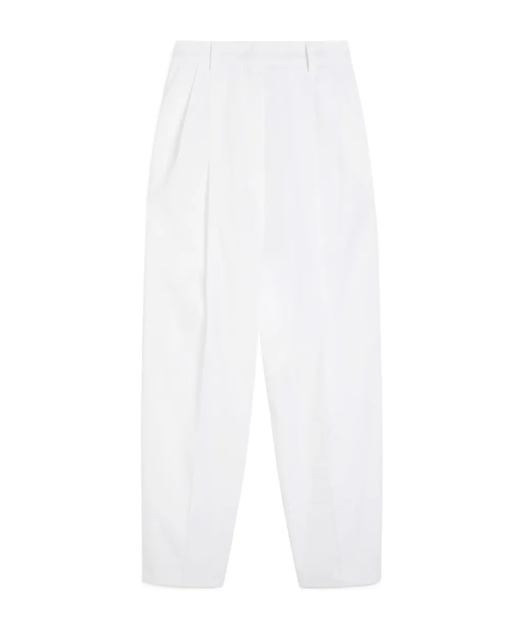 High-Waisted Cotton Trousers