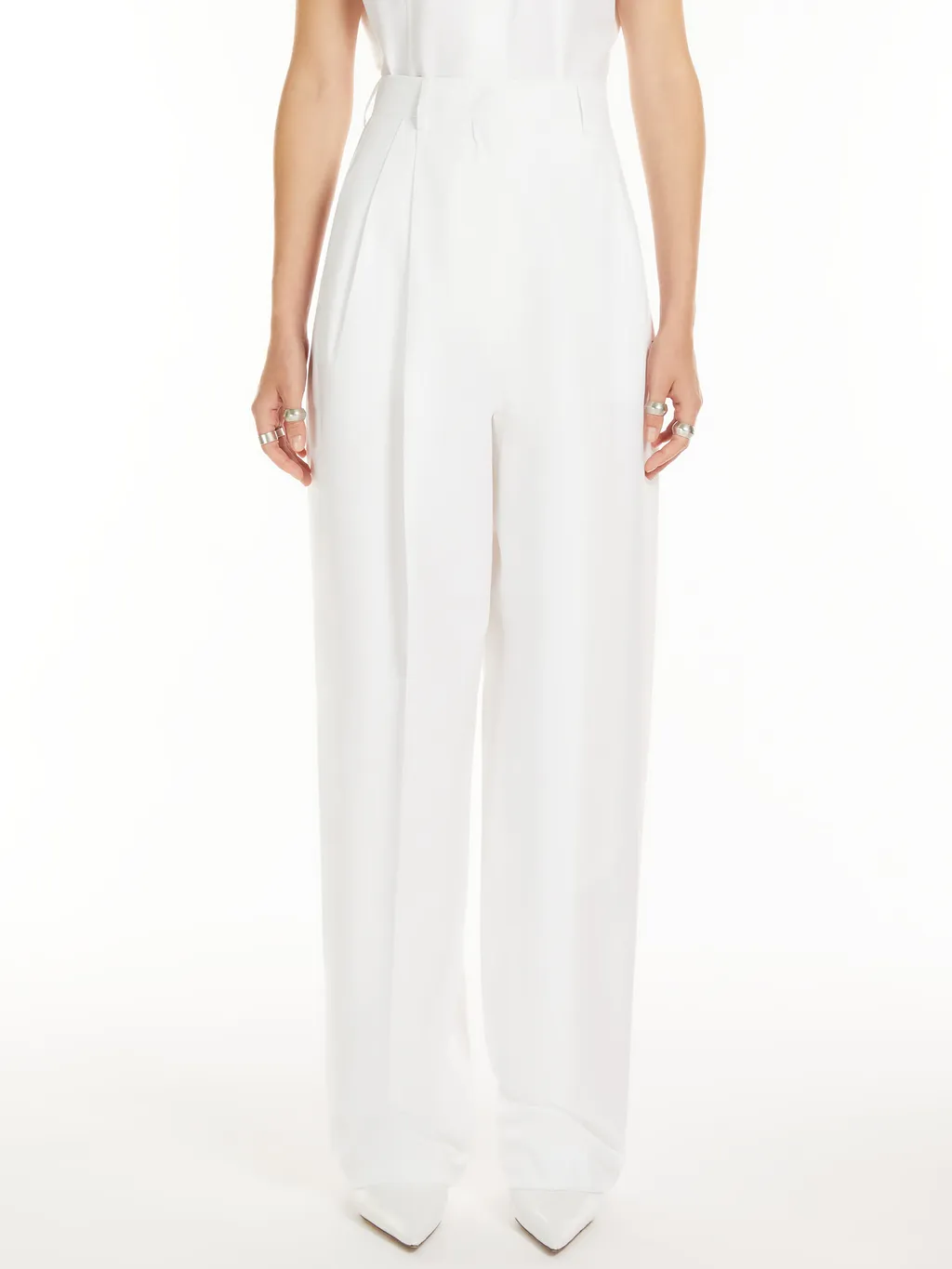 High-Waisted Cotton Trousers