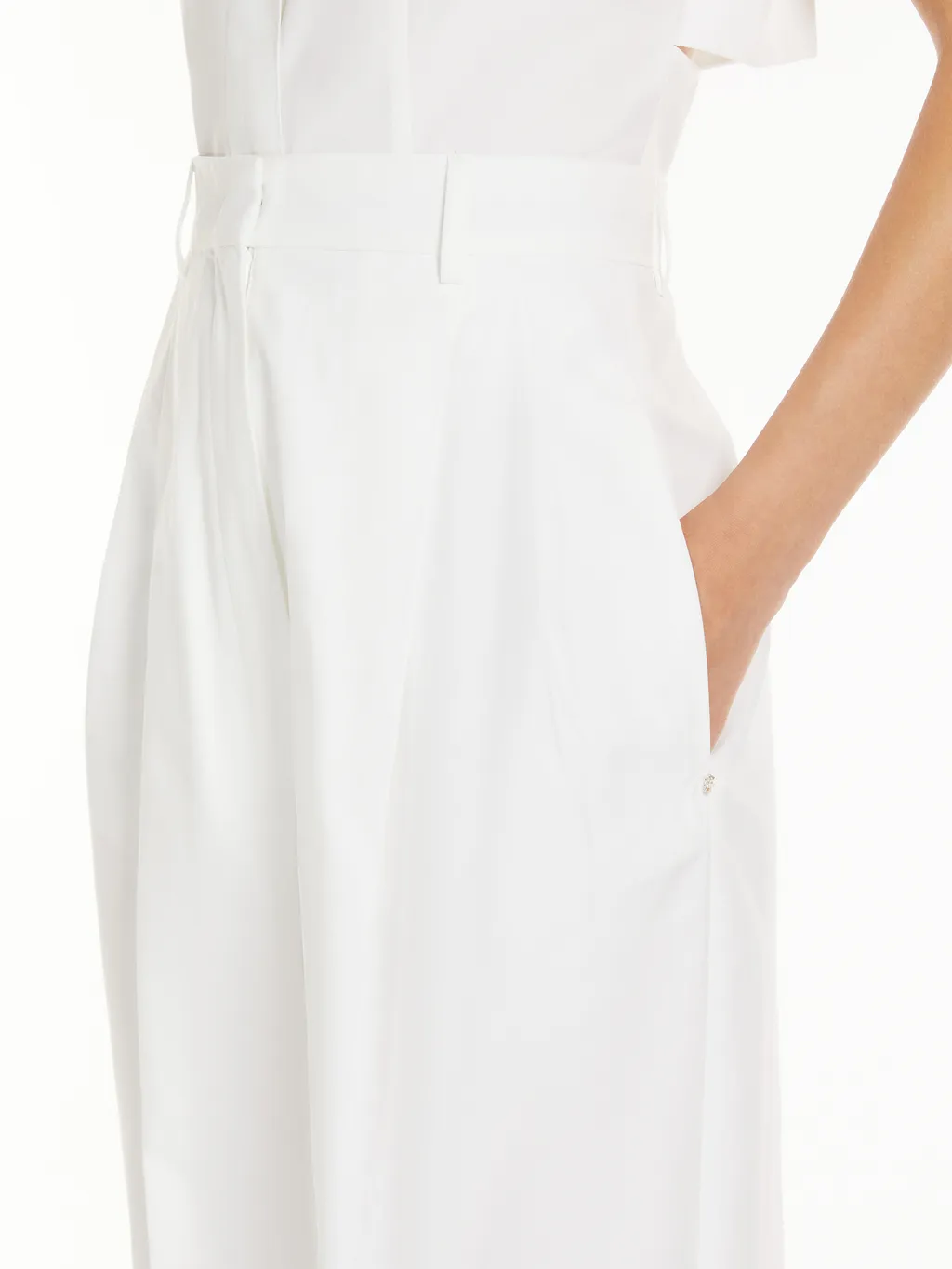 High-Waisted Cotton Trousers