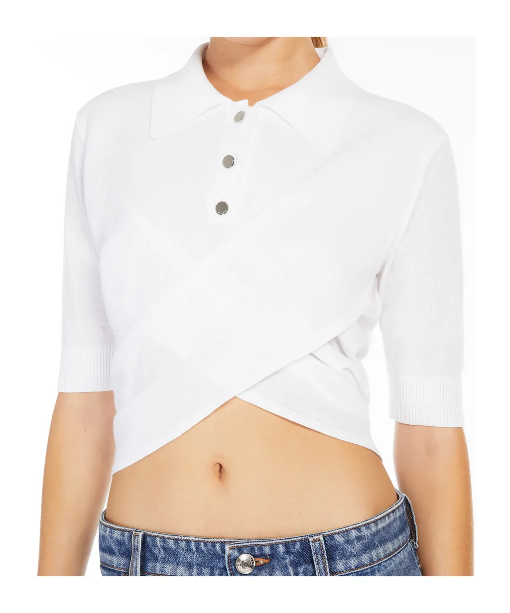 Button Detailed Short-Sleeved Polo Top