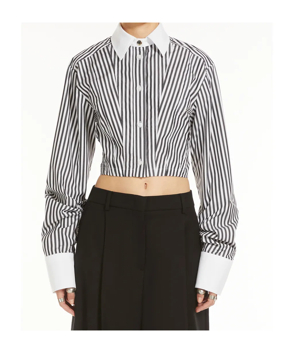 Striped Poplin Cropped Shirt