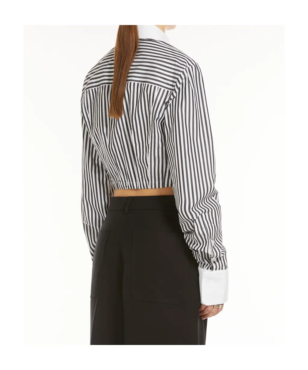 Striped Poplin Cropped Shirt