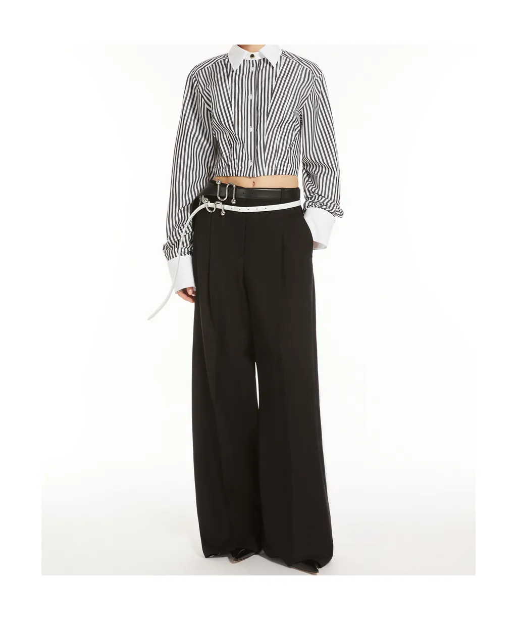 Striped Poplin Cropped Shirt