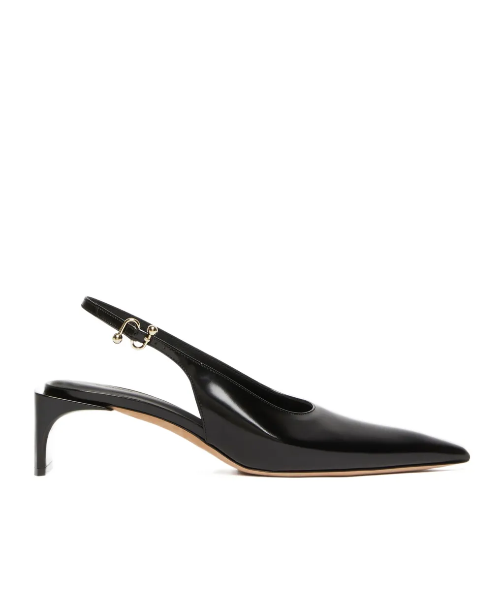 Low Slingbacks In Shiny Calfskin With A Pointed Toe