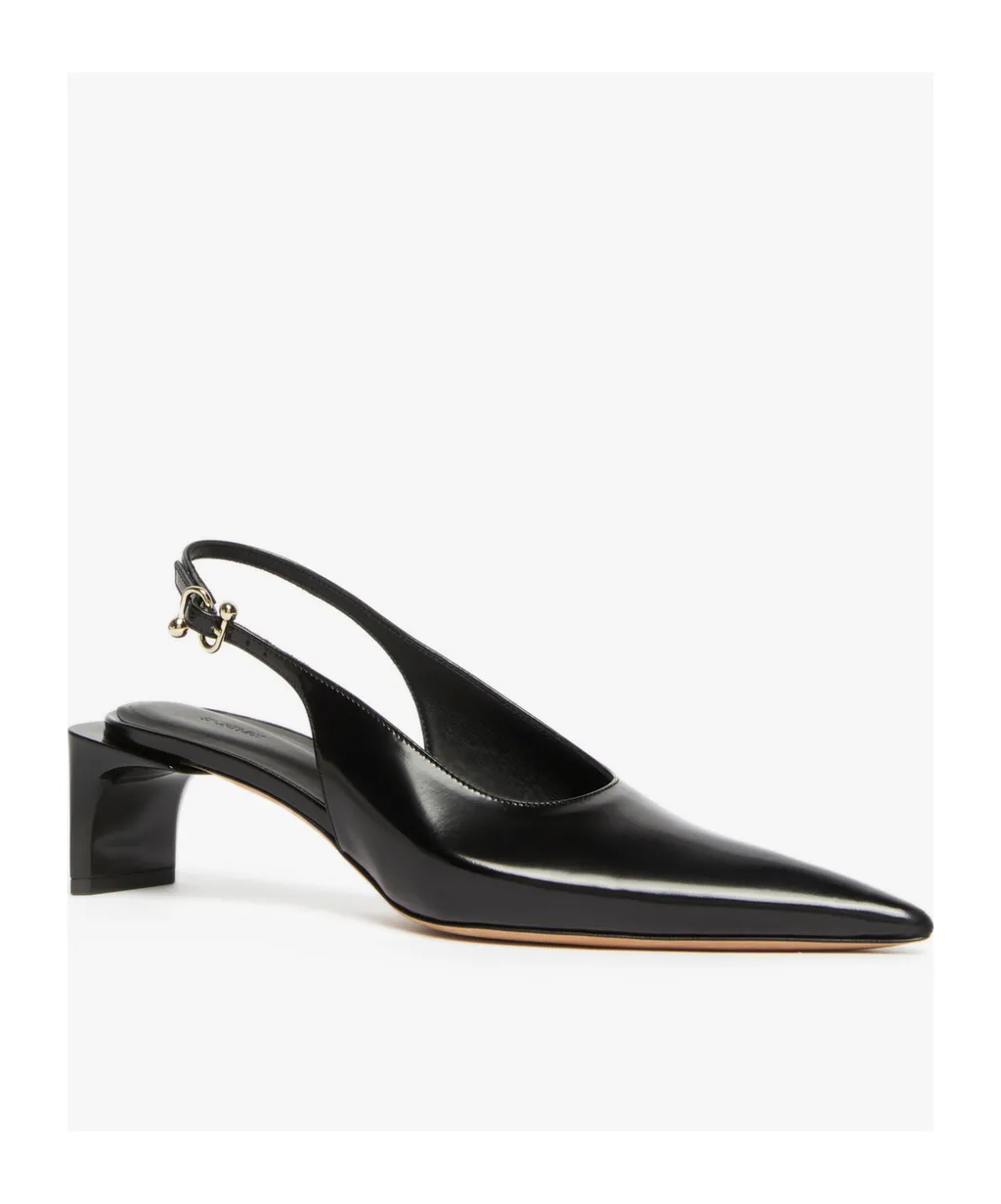 Low Slingbacks In Shiny Calfskin With A Pointed Toe