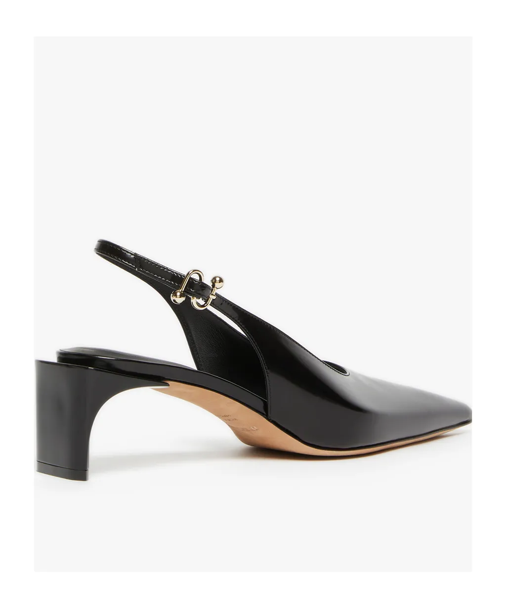 Low Slingbacks In Shiny Calfskin With A Pointed Toe