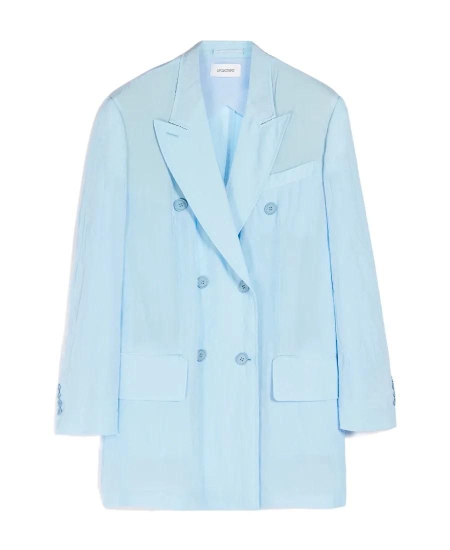 Fitted Double-Breasted Button Blazer
