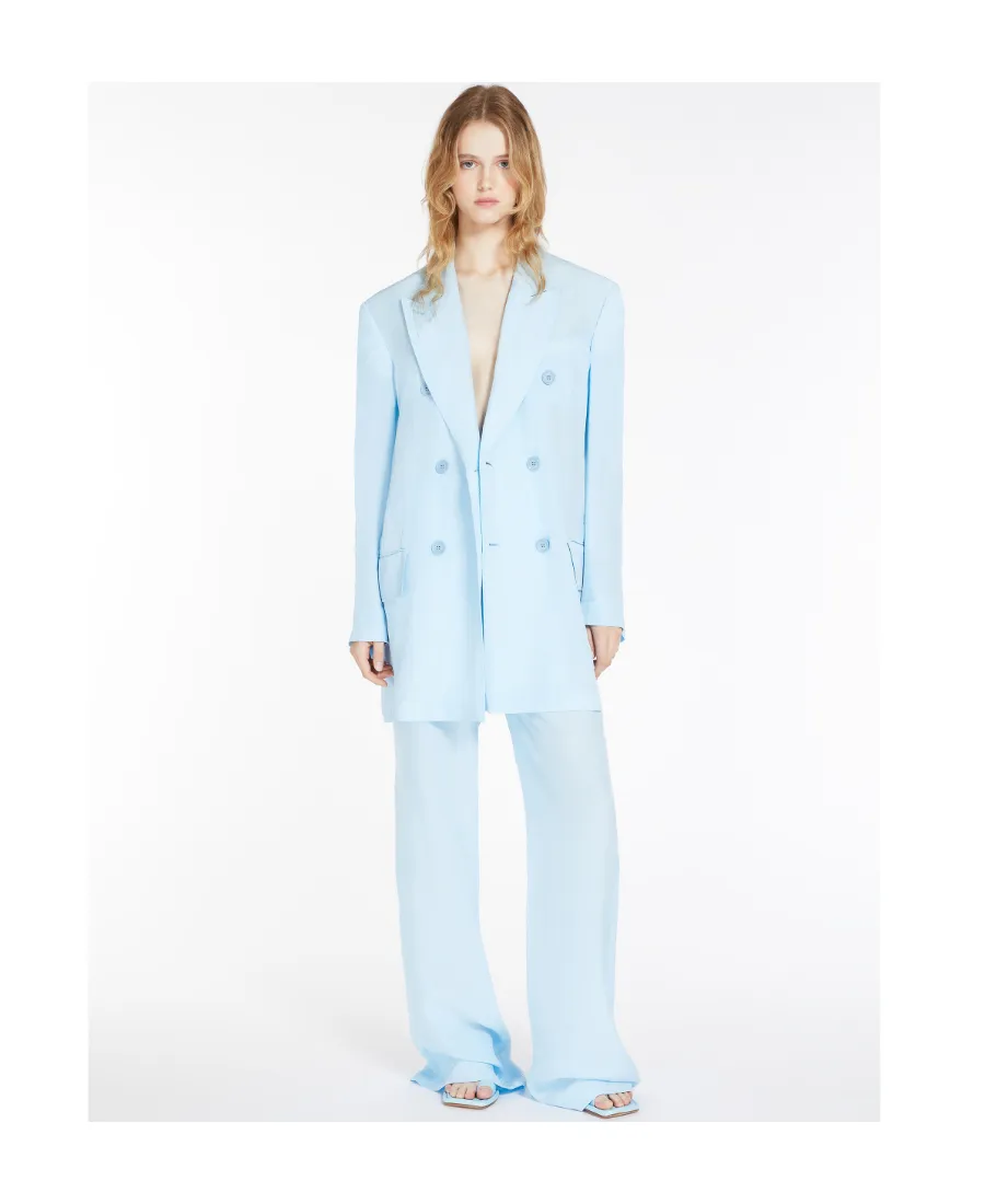Fitted Double-Breasted Button Blazer