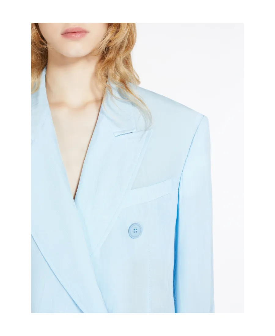 Fitted Double-Breasted Button Blazer
