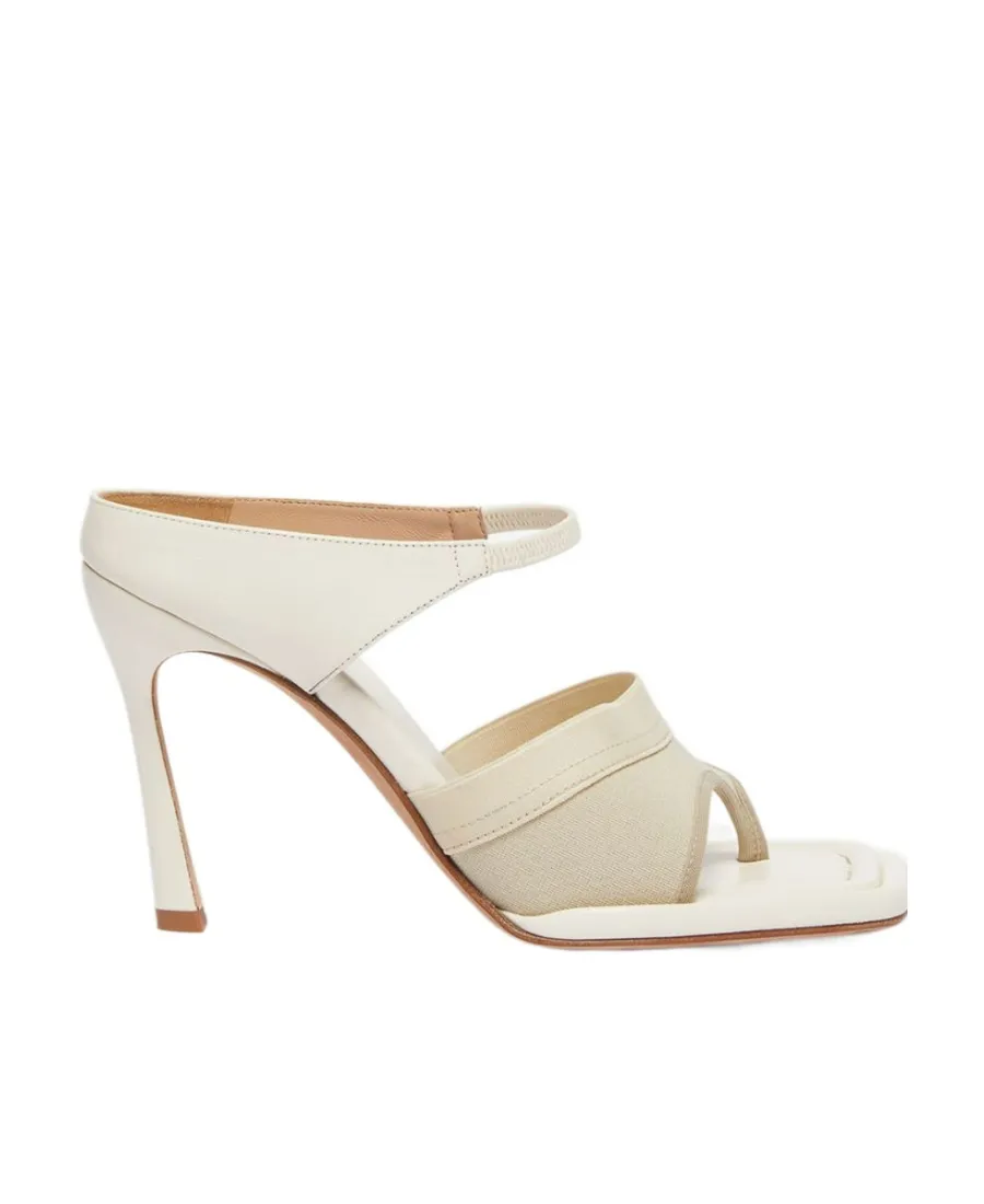 100Mm Thong-Strap Leather Mules