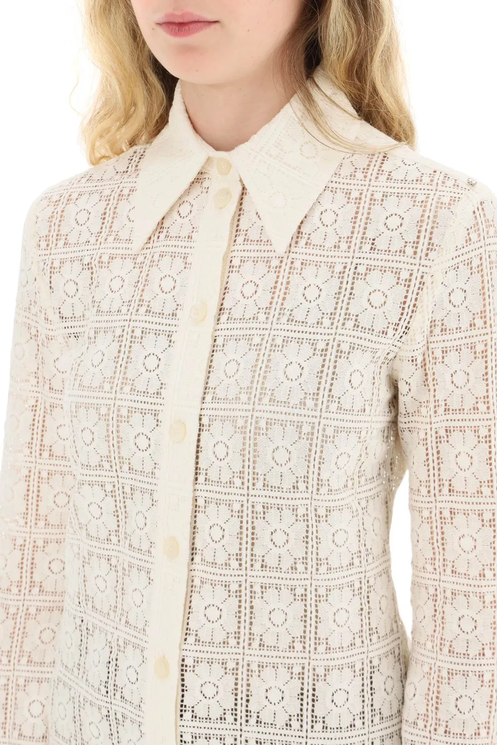 Sava Floral-Lace Fitted Shirt