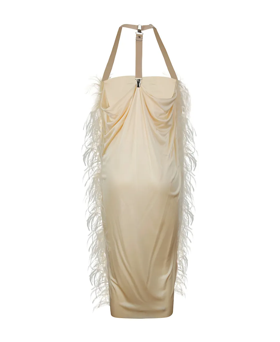 Ussita Feather-Trim Midi Dress