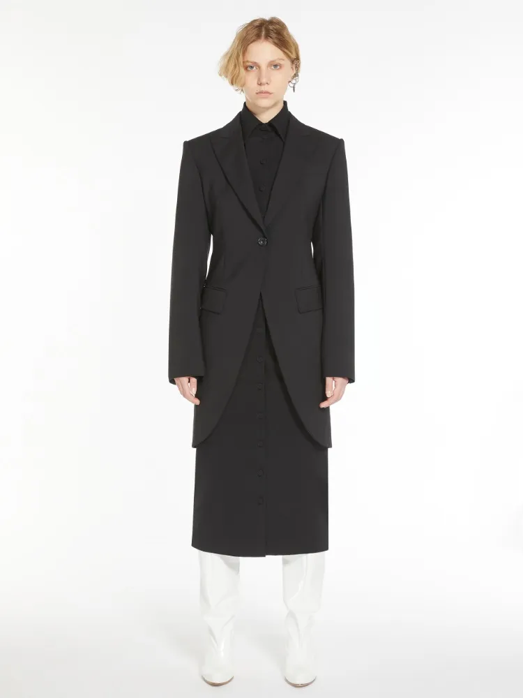 Long Stretch Wool Suit Coat