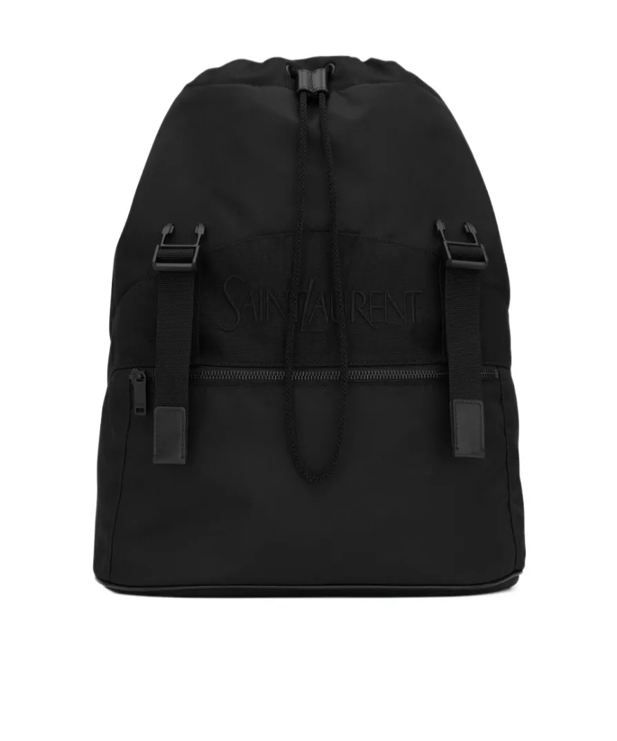 Logo Embroidered Buckle Fastening Backpack