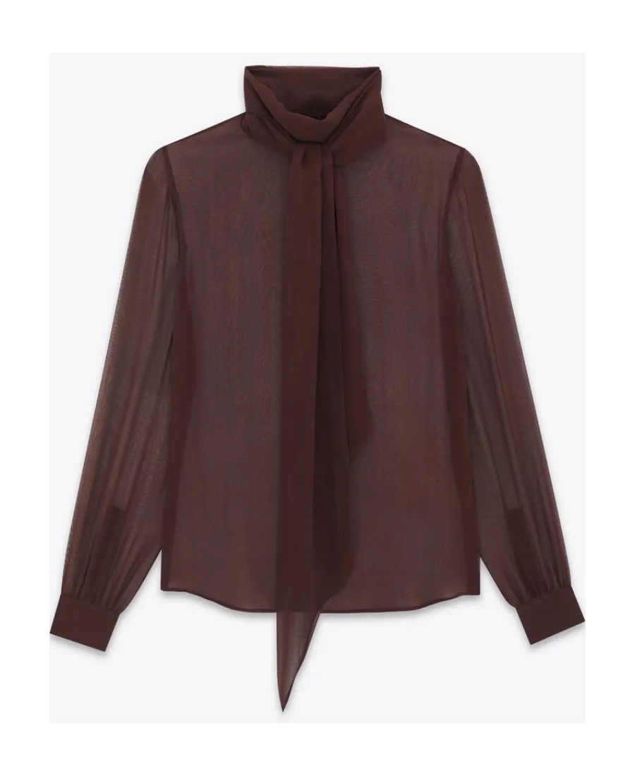 LavalliÈRe-Neck Blouse In Crepe Muslin