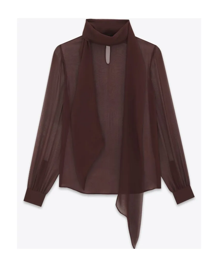 LavalliÈRe-Neck Blouse In Crepe Muslin