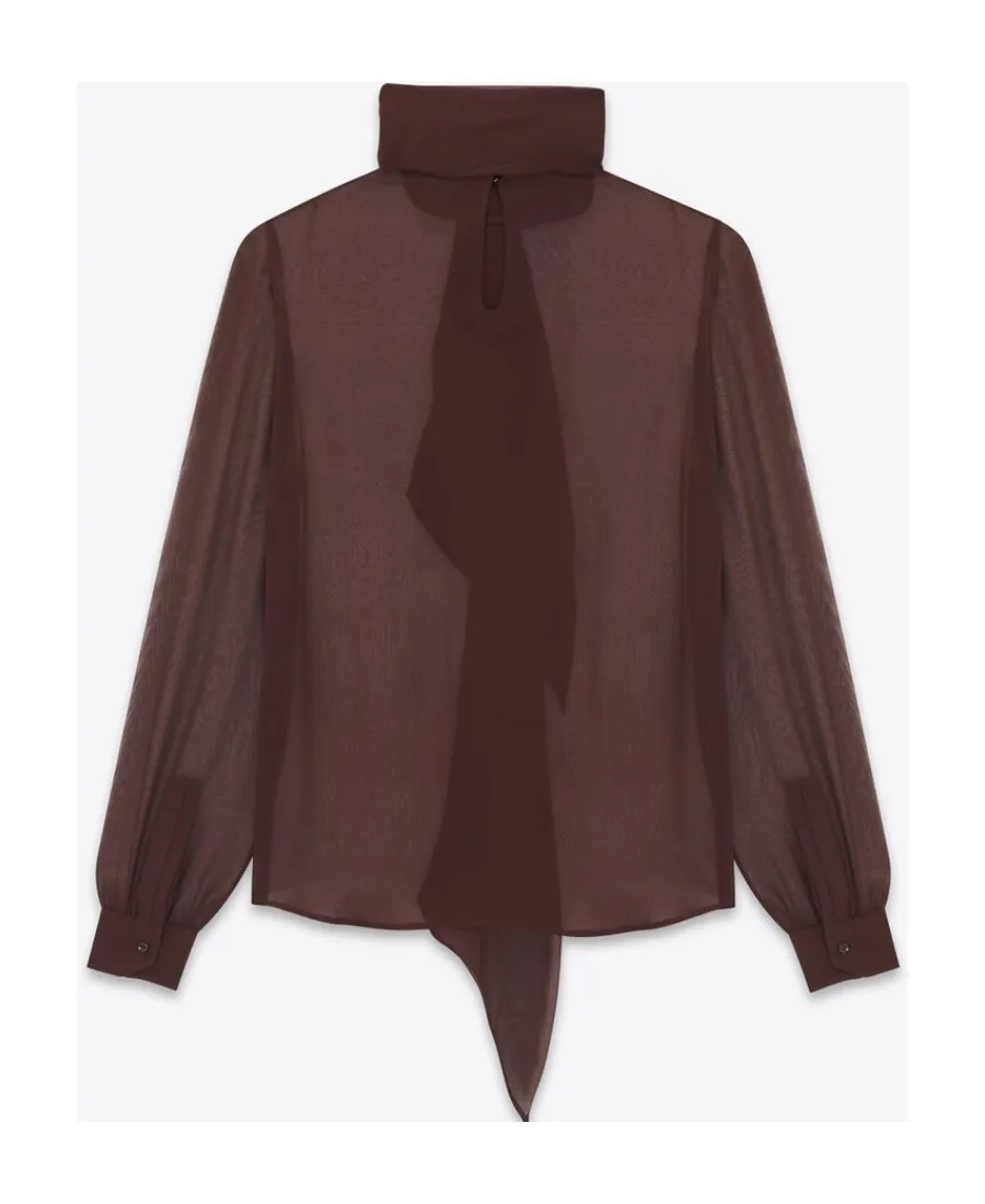 LavalliÈRe-Neck Blouse In Crepe Muslin