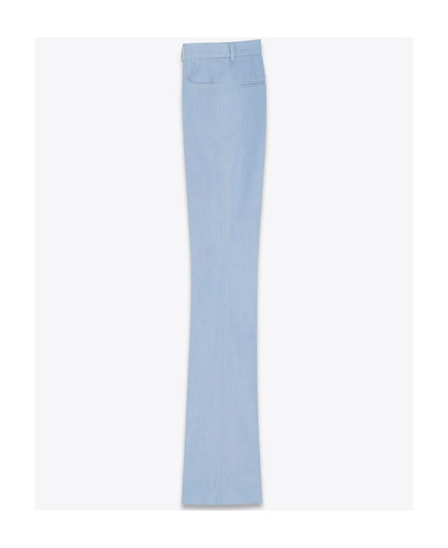 Flared Pants In Sky Blue Denim