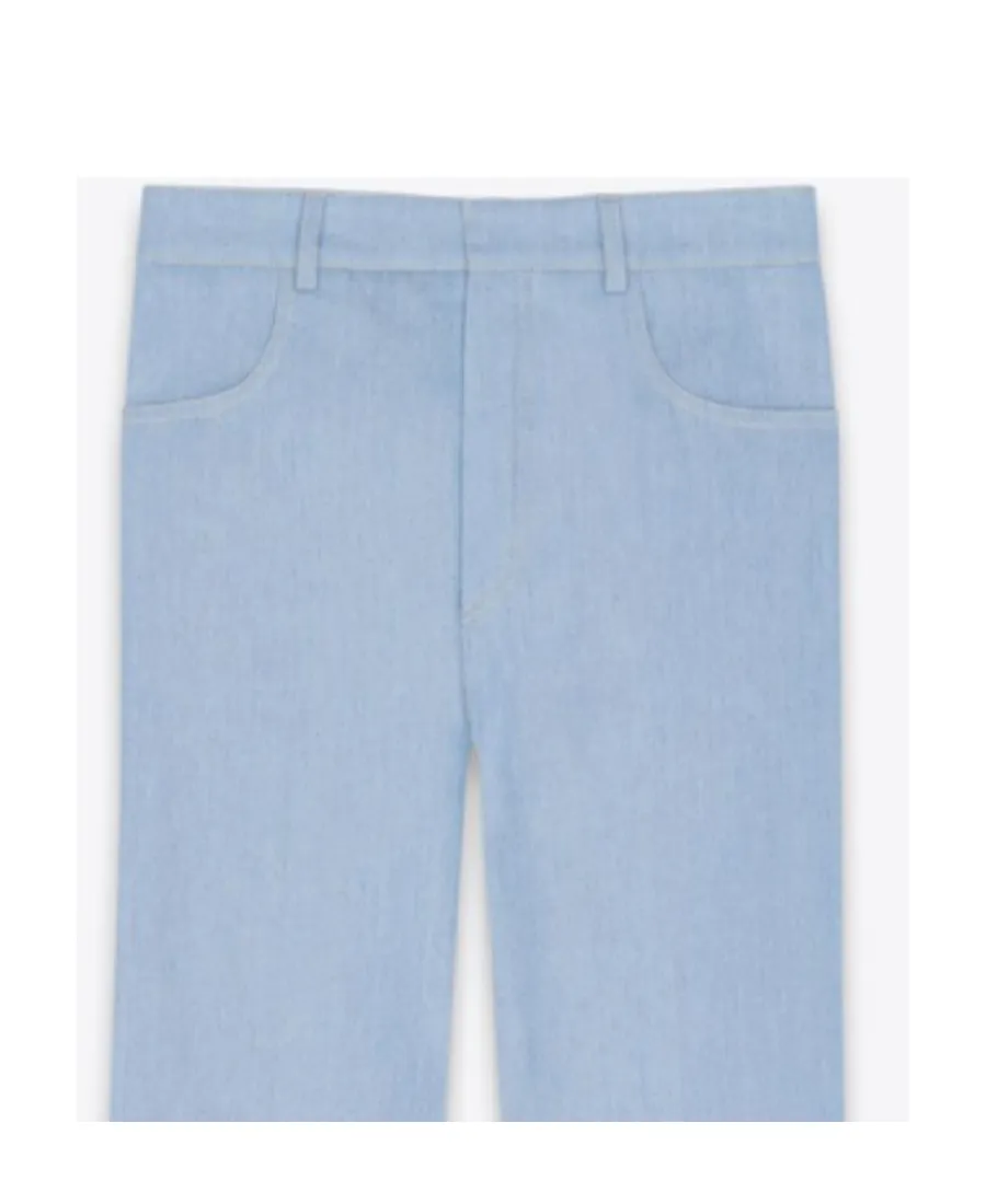 Flared Pants In Sky Blue Denim