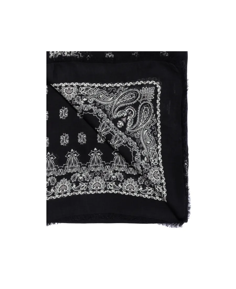 Logo Printed Frayed Edge Scarf