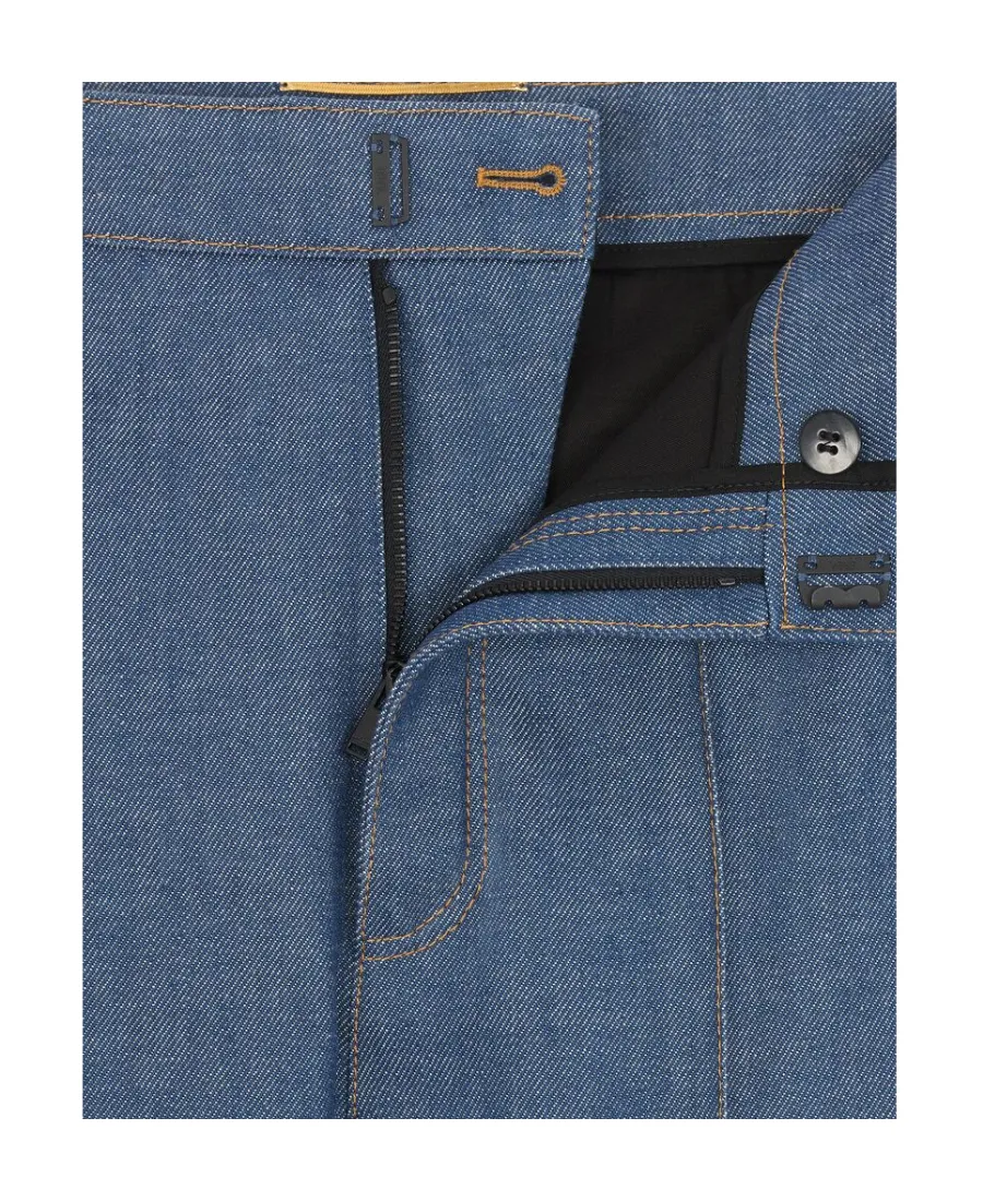 Straight-Leg Pants In Blue Denim