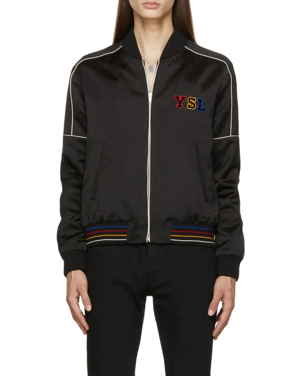Embroidered Logo Zipped Bomber Jacket