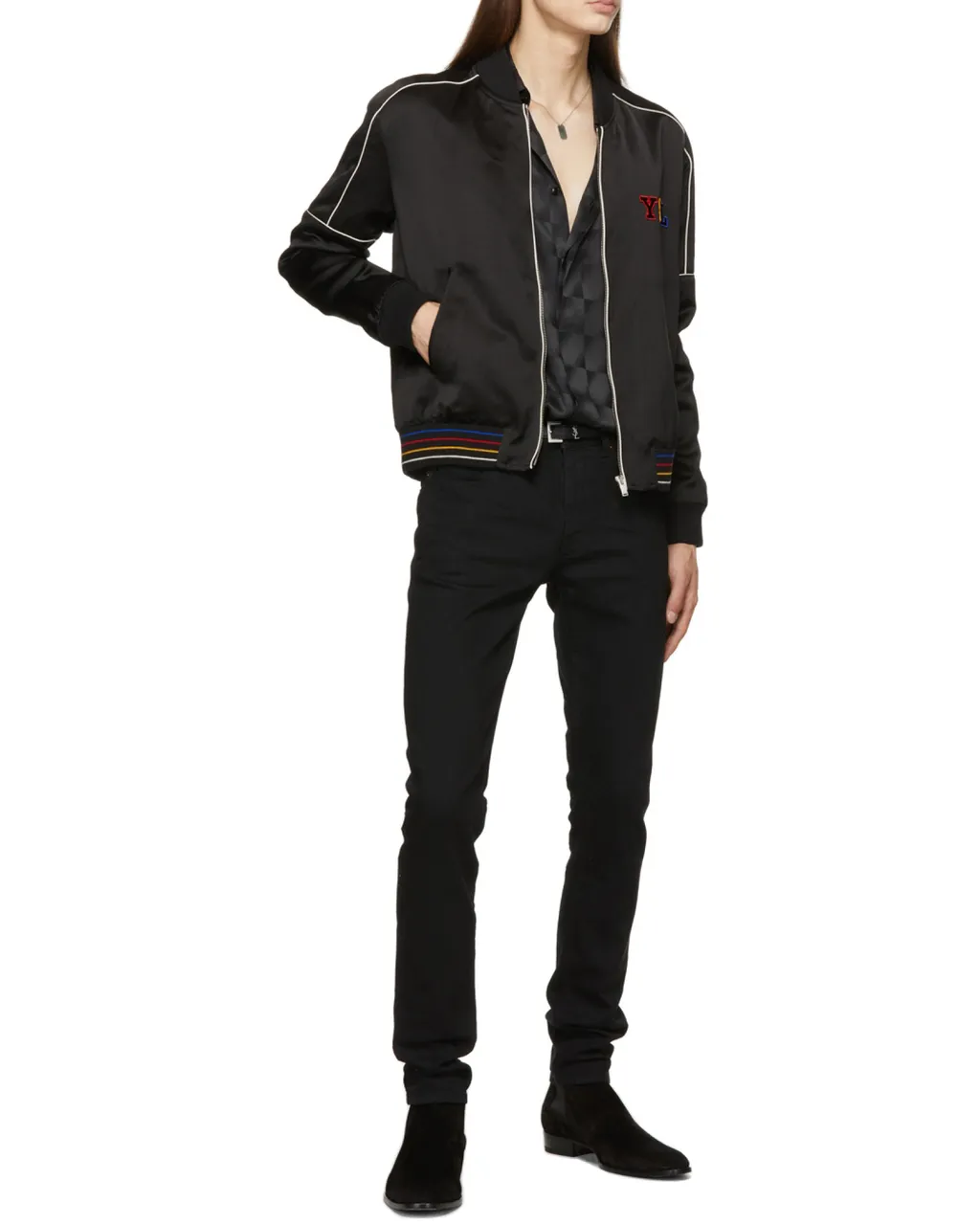 Embroidered Logo Zipped Bomber Jacket