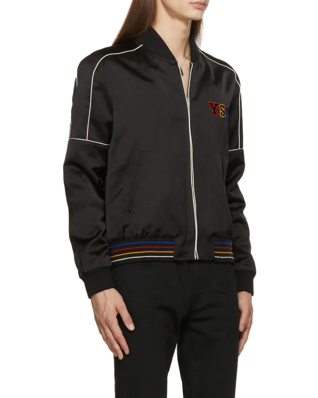 Embroidered Logo Zipped Bomber Jacket