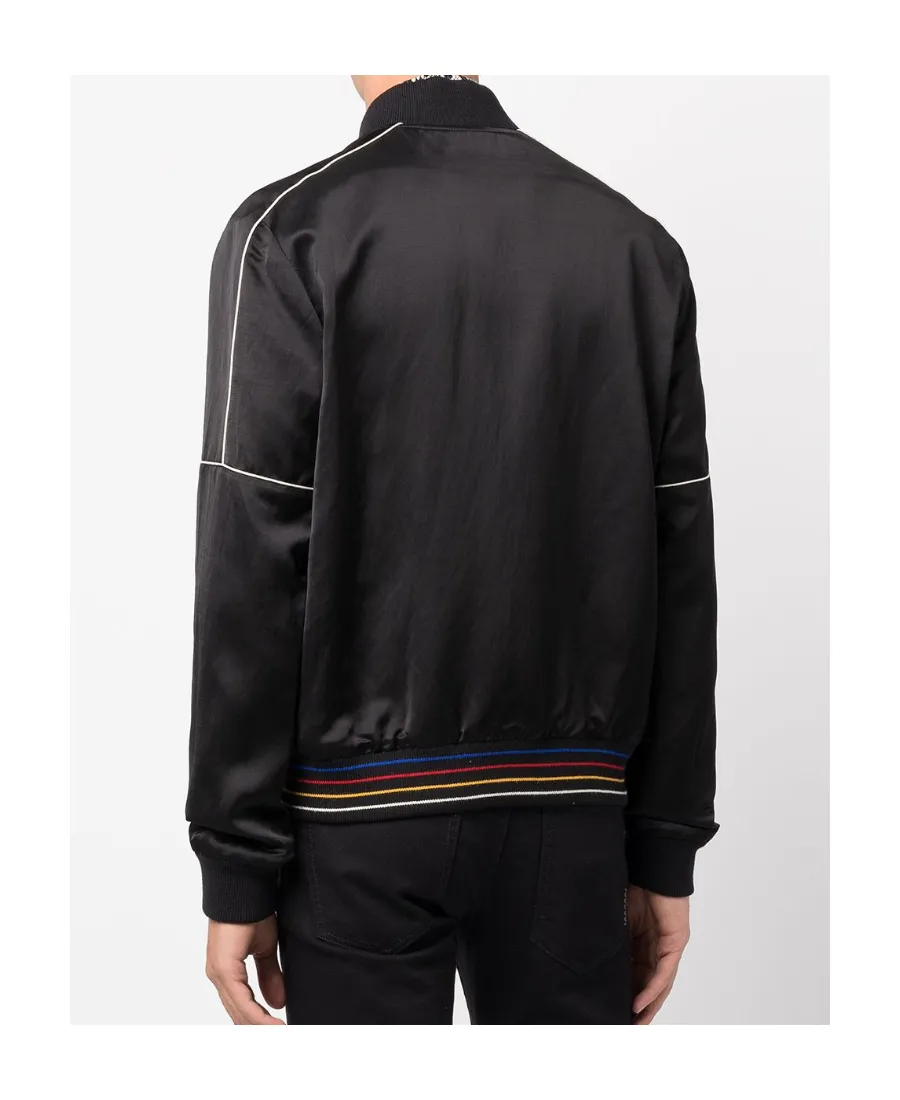 Embroidered Logo Zipped Bomber Jacket