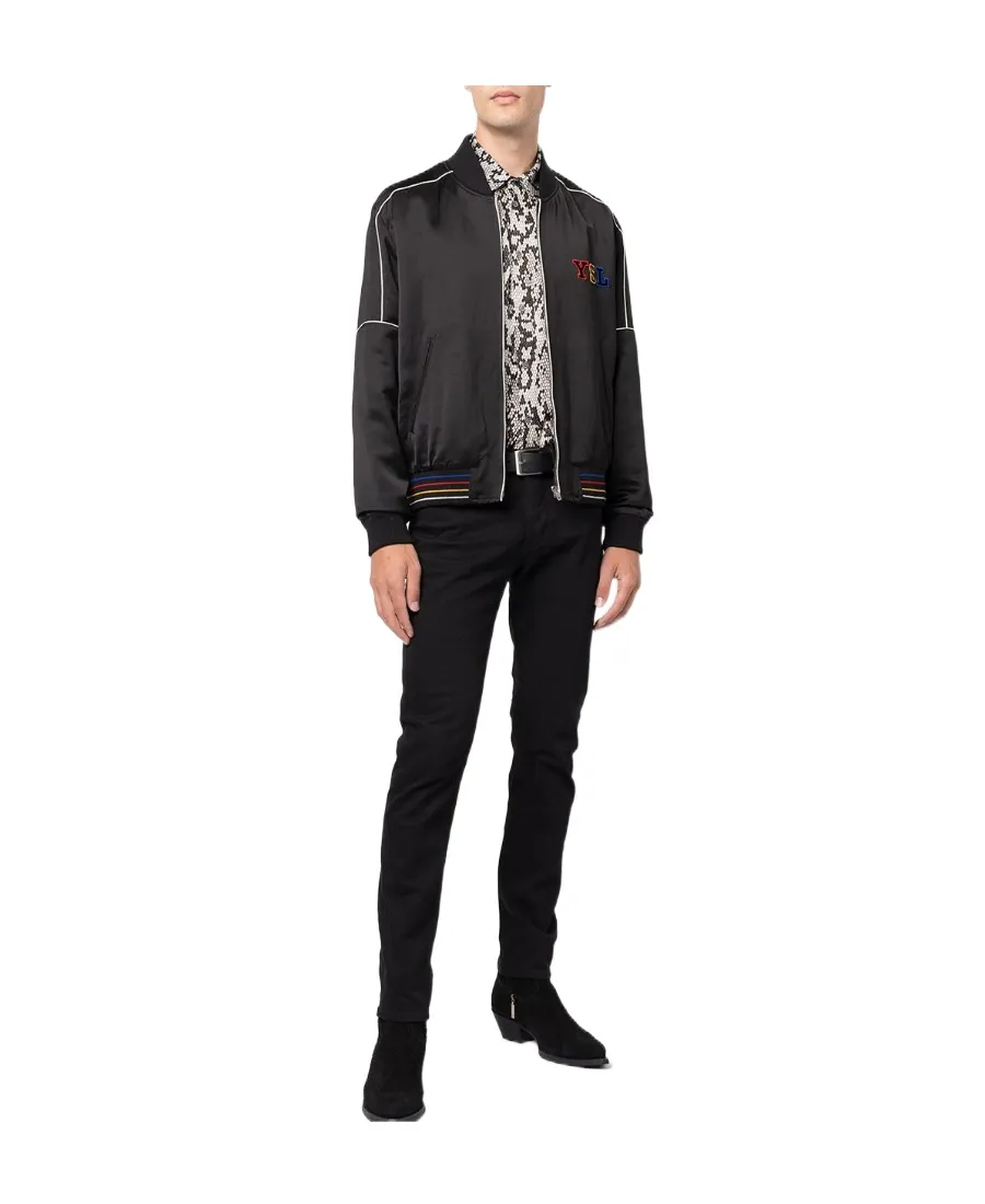 Embroidered Logo Zipped Bomber Jacket