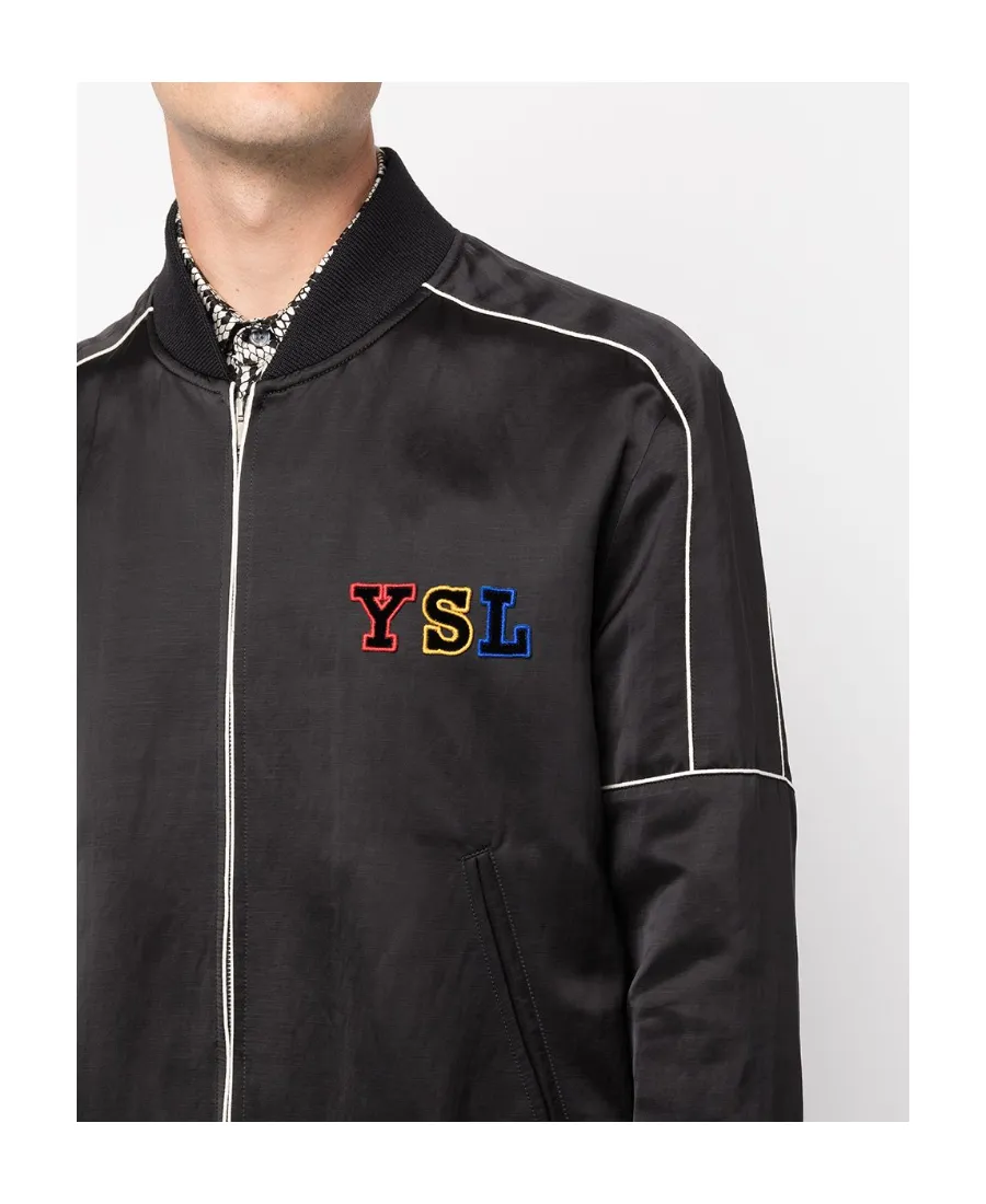 Embroidered Logo Zipped Bomber Jacket