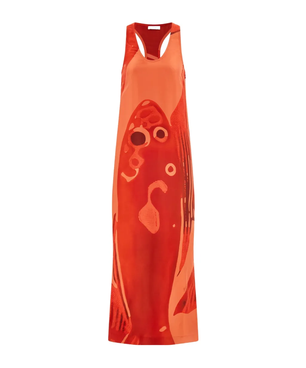 Fish Print Silk Dress